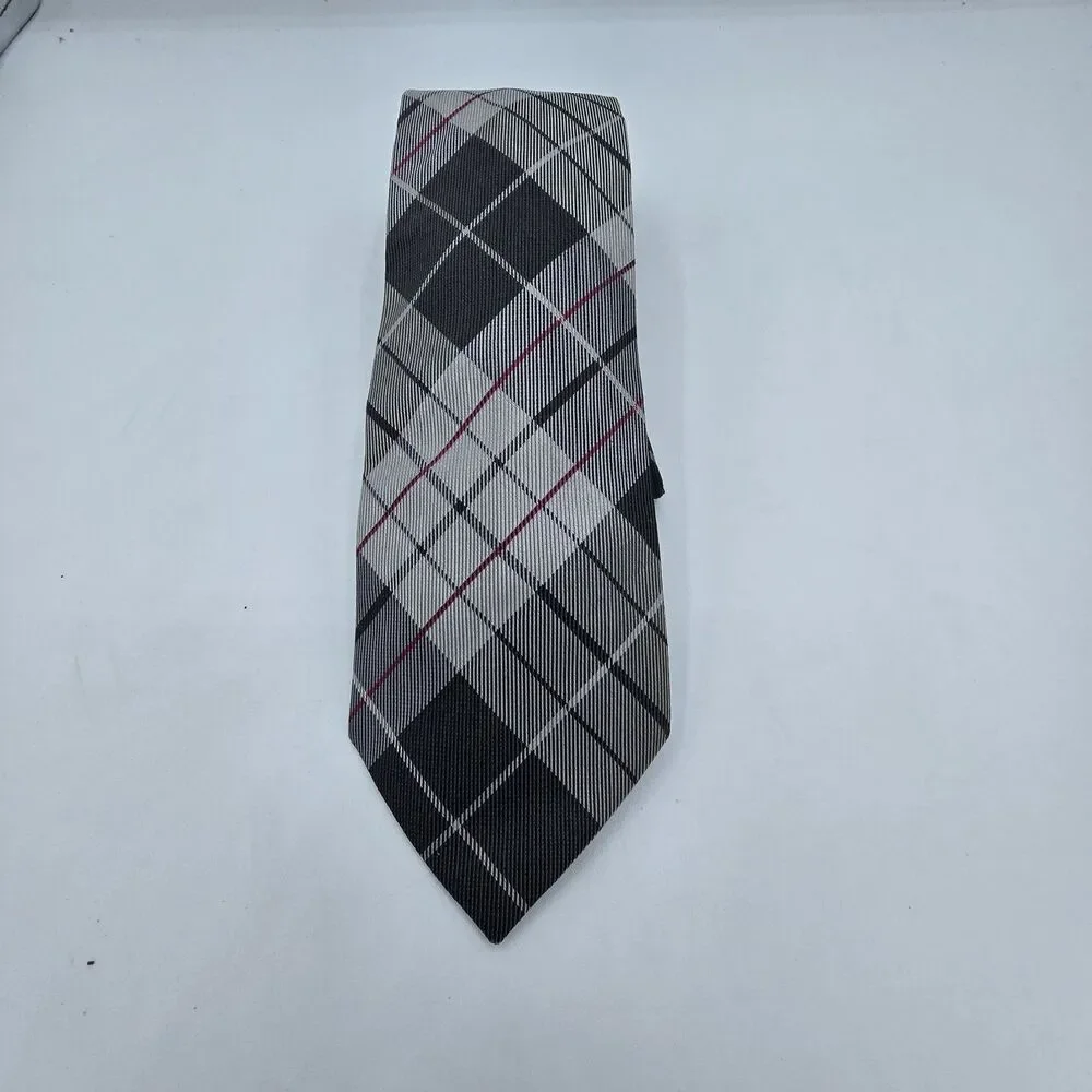 Express Design Studio Men's 100% Silk Necktie Tie Striped Black White EUC